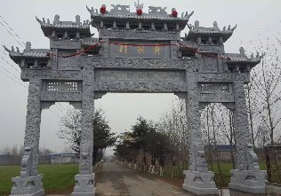 三门五楼花岗岩农村石牌坊