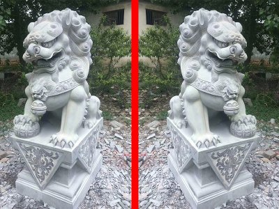 实拍石雕狮子竣工图