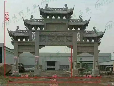 青石三门五楼牌坊