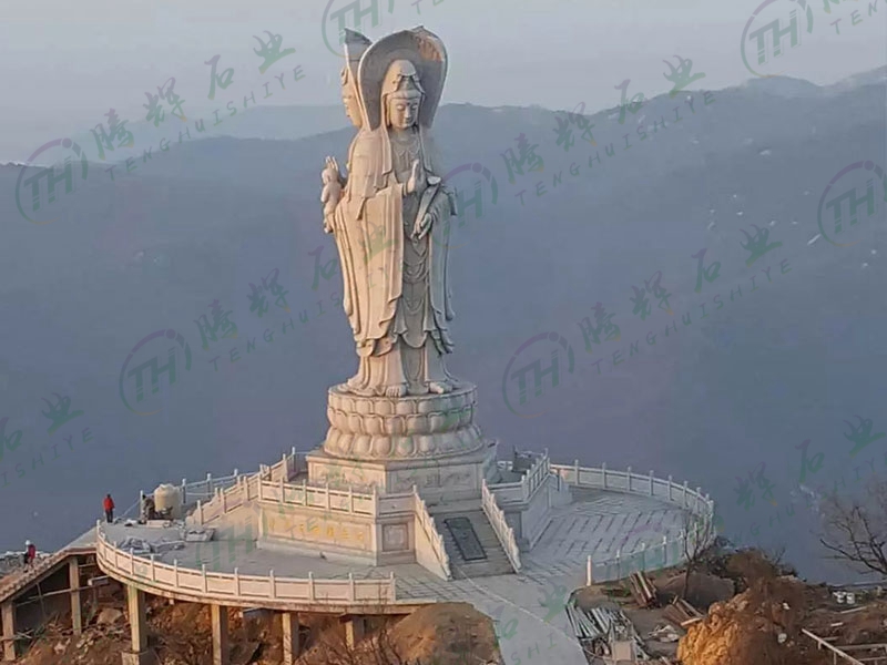  河南驻马店老乐山风景区-33米三面观音像和石栏杆工程