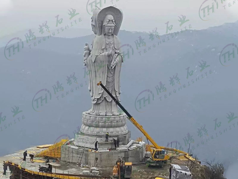  河南驻马店老乐山风景区-33米三面观音像和石栏杆工程