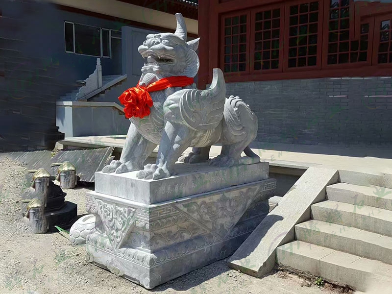 辽宁本溪财神寺 寺庙栏杆 狮子 大象 貔貅 麒麟寺庙栏杆 石狮子 石大象 石貔貅 石麒麟