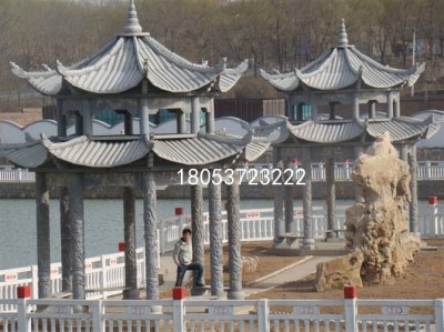 双层八角石凉亭 