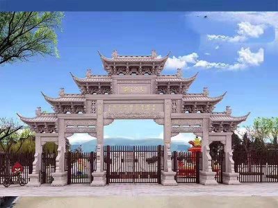 五门七楼花岗岩石牌坊