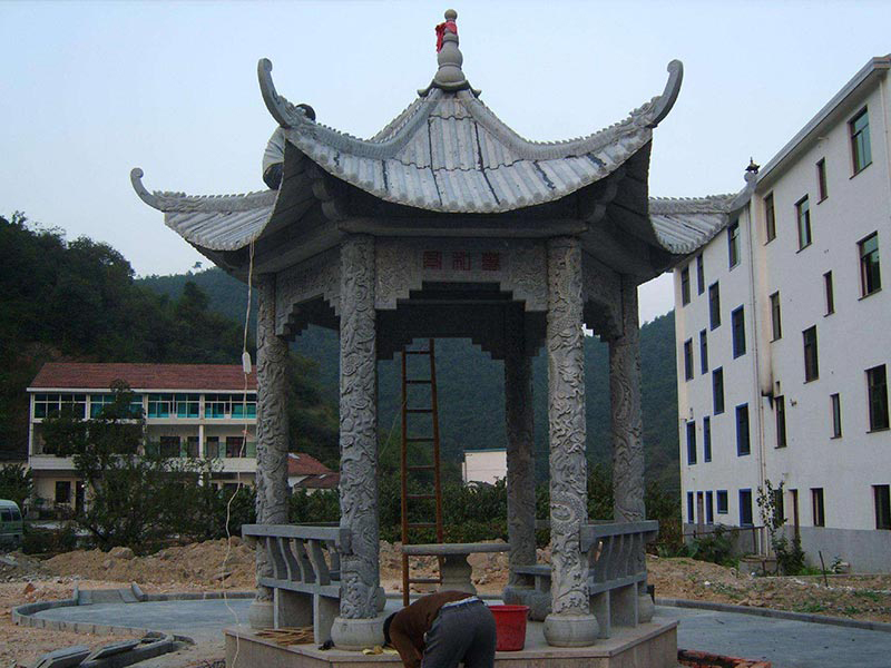 青石单层石凉亭