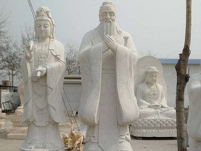 汉白玉石雕孔子像